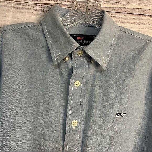 Vineyard Vines Whale Shirt Button Down Women’s XL 18 Blue Prep Cotton - Picture 7 of 11